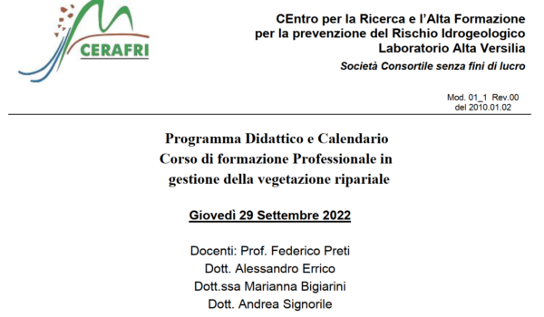 immagine accompagnamento corso formazione 2022 vegetazione ripariale