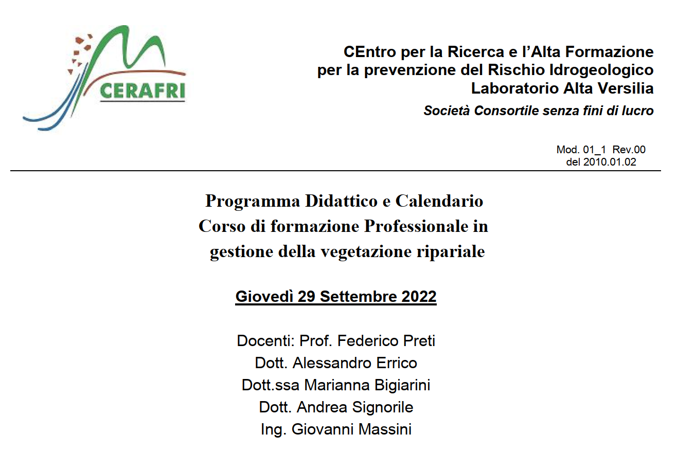 immagine accompagnamento corso formazione 2022 vegetazione ripariale