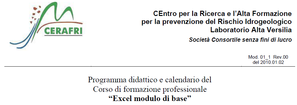 immagine di accompagnamento corso excel modulo base